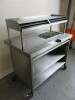 Mobile Stainless Steel Prep Counter with 3 GN Containers with Shelf Over & 2 Shelves Under (1 Adjustable), Size H130 x W120 x D75cm. - 2