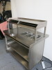 Mobile Stainless Steel Prep Counter with 3 GN Containers with Shelf Over & 2 Shelves Under (1 Adjustable), Size H130 x W120 x D75cm. - 3