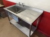 Stainless Steel Single Bowl Sink with Right Hand Drainer with Taps & Shelf Under, Size H85 x W120 x D60cm - 3