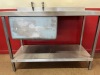 Stainless Steel Single Bowl Sink with Right Hand Drainer with Taps & Shelf Under, Size H85 x W120 x D60cm - 4