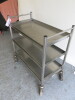 Mobile Cafeteria Stainless Steel Trolley with 3 Removable Stainless Steel Trays, Size H93 x W86 x D45cm. - 2