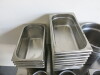 90 x Assorted Stainless Steel & Aluminium Trays, Bowls & Pots to Include: 4 x 33cm Mixing Bowls, 18 x 28cm Mixing Bowl, 2 x 20cm Bowls, 2 x 24cm Pots, 6 x 12cm Cutlery Pots, 21 x Gastro Norm Trays with 5 Lids in Assorted Sizes, 11 x 47cm Aluminium Trays, - 4