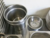 90 x Assorted Stainless Steel & Aluminium Trays, Bowls & Pots to Include: 4 x 33cm Mixing Bowls, 18 x 28cm Mixing Bowl, 2 x 20cm Bowls, 2 x 24cm Pots, 6 x 12cm Cutlery Pots, 21 x Gastro Norm Trays with 5 Lids in Assorted Sizes, 11 x 47cm Aluminium Trays, - 5