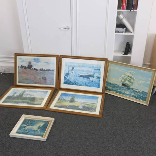 4 x Assorted Glazed & Framed Monet Prints & 2 Others (As Viewed)