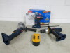 Set of 3 Ryobi One Tools to Include: 1 x Cordless Hammer Drill, Model CDI-1803, 1 x Impact Driver, Model BID-1801M, 1 x Grinder, Model CAG-180. Comes with 1 x 18.0v Battery, Model BPP-1817M. NOTE: requires charger.