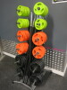 Set of Mirafit Studio Barbell Weights on Jordan Rack to Include: 10 x Barbells, 20 x End Clips and 18 x 5kg, 20 x 2.5kg, 24 x 1.25kg Rubber Plate Weights. - 2