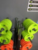 Set of Mirafit Studio Barbell Weights on Jordan Rack to Include: 10 x Barbells, 20 x End Clips and 18 x 5kg, 20 x 2.5kg, 24 x 1.25kg Rubber Plate Weights. - 4