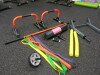 Assortment of Gym Equipment to Include: 2 x Mirafit Press Up Handles, Stick Mobility Movement Stick, Sportstech Wall Mount Dip Bar, Yoga Mat in Bag, 2 x Skipping Ropes, Core Roller & 4 x Resistance Exercise Bands (As Pictured/Viewed). - 6