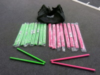 19 x Pairs of New/Unused Pound Fitness Workout Ripstix's with 10 x Green & 9 x Pink in Carry Bag.