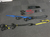 TRX Suspension Trainer, Unbranded Suspension Trainer & Redgegit Pilates Bar Trainer.