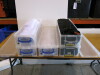 5 x Crates Containing 3 x White & 2 x Black (with Screen Cut-outs) Backcloths , Size approx 3m x 4m Each.