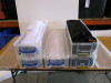 5 x Crates Containing 3 x White & 2 x Black (with Screen Cut-outs) Backcloths , Size approx 3m x 4m Each. - 6