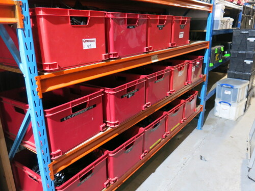 14 x Red Stacking Crates with Misc Power Cables 9 (As Viewed).