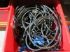 14 x Red Stacking Crates with Misc Power Cables 9 (As Viewed). - 15