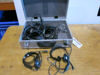 8 x OTTO Headphones with Microphones to Suit Two Way Radios in Flight Case.