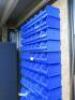 60 x Wall Hung Blue Storage Lin Bins with Wall Rack. - 4