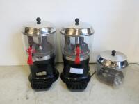 Pair of Ugolini Hot Chocolate Dispenser, Model Delice Black. Comes with 3 Bowls. NOTE: Sold for Spares or Repair. 1 Not Rotating & 1 Not Heating A/F.