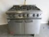 Falcon Gas 6 Ring 2 Door Cooking Rang On Castors, Model G3101. Size H94 x W90 x D80cm.