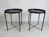 Pair of Ikea Gladom Tray Tables in Black, Size H52cm x D45cm.