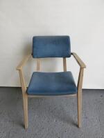 Blue Crushed Velour Chair on Wooden Painted Frame, Size H80cm.