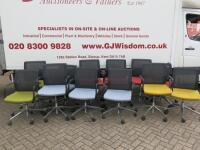 12 x Orangebox Workday Light Work Armchair with Black Mesh Back, Model WD-LWA to Include: 4 x Red, 4 x Blue, 2 x Yellow & 2 x Green. NO VAT ON LOT.