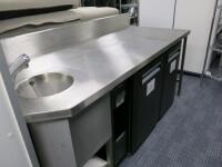 Stainless Steel Prep Table with Integral Hand Wash Basin, 210cm Wide.