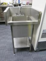 Stainless Steel Single Deep Sink Unit on Stand with Taps, 50cm Wide.