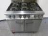 Falcon Gas 6 Ring 2 Door Cooking Rang On Castors, Model G3101 with Falcon Salamander Gas Grill, Model G3532. Size, Total Height 174 x W90 x D80cm. - 3