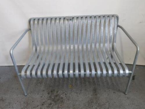 Hay Palissade 2 Seater Galvanised Steel Outdoor Bench, Size H80 x W125 x D70cm. Comes with Hay Quilted Cushion and Pad Cushion.