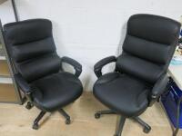 2 x Costco Lazboy Soft Black Faux Leather Executive Office Chairs.