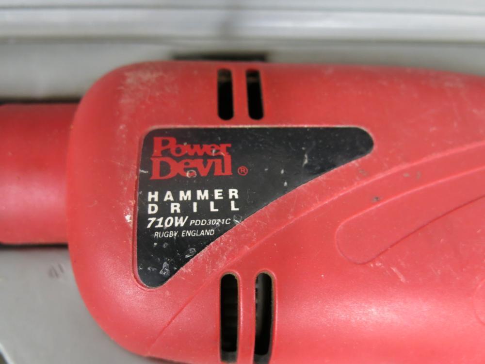 Power Devil Hammer Drill, Model PDD3021C. Comes with Carry Case.