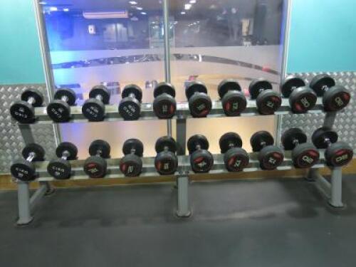 2 Tier Weight Rack with 20 x Jordan Rubber Dumbbells to Include: 4 x 20kg, 4 x 17kg, 4 x 15kg & 2 x 12.5kg, 2 x 12kg & 4 x 10kg.