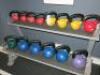 2 Tier Kettlebell Weight Stand with 14 x Kettlebells to Include: 1 x 20kg, 4 x 16kg, 1 x 12kg, 1 x 10kg, 3 x 8kg & 4 x 4kg. - 2