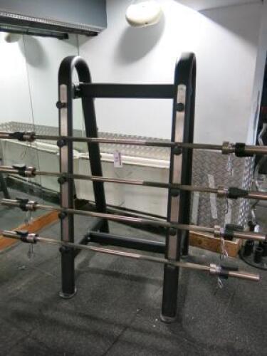 4 x 6ft Weight Lifting Bars with Physical Weight Locks on Jordan 10 Bar Stand.