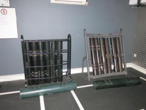 12 x Assorted Weight VIPR Rubber Training Tubes with 2 x Stands.