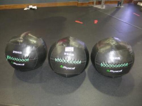 3 x Physical Soft Atlas Leather Balls to Include: 45kg, 35kg & 25kg.