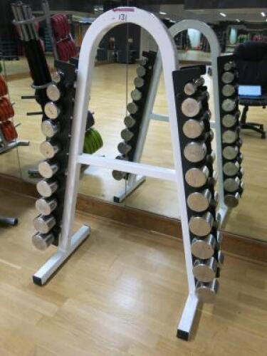 Set of 10 Pairs of Chrome Dumbbells on Stand to Include: 10kg-1kg.