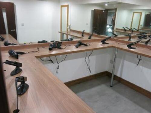 Contents of Locker & Changing Rooms to Include: 6 x Hair Dryers, Iron with Fold Down Board & LG TV in Men's Changing Room, 7 x Straighteners, 14 x Hairdryers, Iron with Fold Down Board & LG TV in Ladies Changing Room/Hair Room. NOTE: buyer to disconnect a