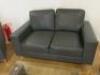 Set of Sofa's & Coffee Table to Include: 2 Seater Grey Faux Leather Sofa on Chrome Feet, 2 x Matching Armchairs & Walnut Wood Effect & Glass Coffee Table, Size H32 x W99 x 59cm. - 4