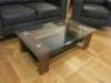 Set of Sofa's & Coffee Table to Include: 2 Seater Grey Faux Leather Sofa on Chrome Feet, 2 x Matching Armchairs & Walnut Wood Effect & Glass Coffee Table, Size H32 x W99 x 59cm. - 6