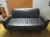 2 Seater Black Faux Leather Reception Sofa Wooden Legs.