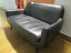 2 Seater Black Faux Leather Reception Sofa Wooden Legs. - 2