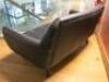 2 Seater Black Faux Leather Reception Sofa Wooden Legs. - 3