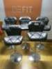 5 x Black Faux Leather Quilted Effect, Height Adjustable Stools on Croome Base with Footrest.