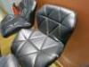5 x Black Faux Leather Quilted Effect, Height Adjustable Stools on Croome Base with Footrest. - 4