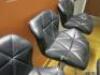 5 x Black Faux Leather Quilted Effect, Height Adjustable Stools on Croome Base with Footrest. - 5