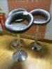 3 x Black Faux Leather, Height Adjustable Stools on Chrome Base with Footrest.