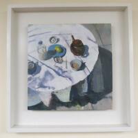 Susan Ashworth (1968) Oil on Board 'Summer Tea' 2008 in Frame. Art Size 24 x 24cm.