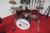 A Fortissimo Drum Kit with Snare, Bass Drums and Orion Cymbals and 2 x Adjustable Musician Stools and Music Stand