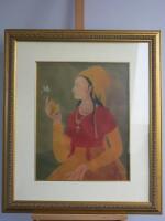 Abdur Rahman (Pakistan 1897 - 1975) Watercolour on Paper 'The Mughal Princess' Signed Lower Left. Size 46 x 58cm plus Frame.Auctioneers Note: Previously Auctioned at £48,000 in June 2009. Presented by Air Marshal M. Nur Khan, H. J. H., Q. A. S. PK., Comma